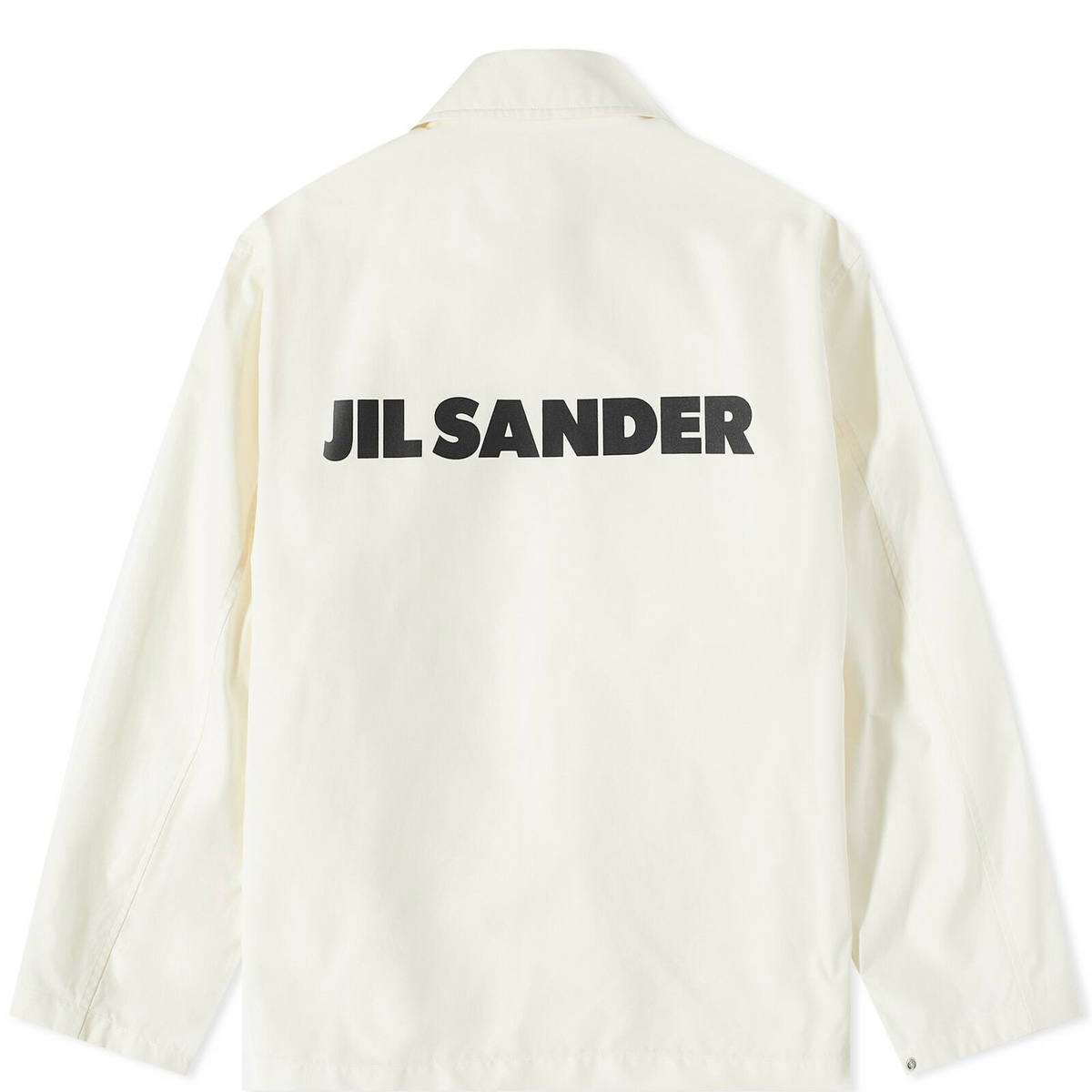 Jil Sander Men's Back Logo Coach Jacket in Antique White Jil