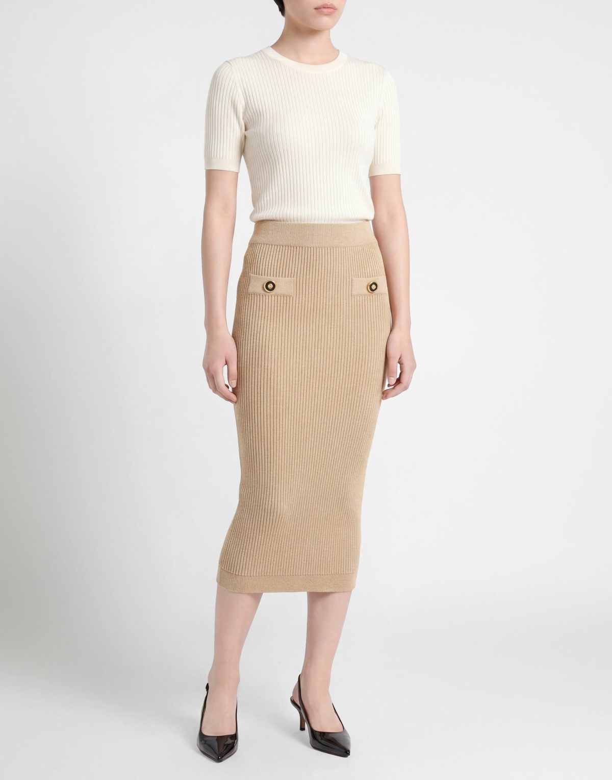 Balmain Womens Midi skirt in Beige
