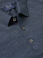 William Lockie - Slim-Fit Merino Wool Polo Shirt - Blue