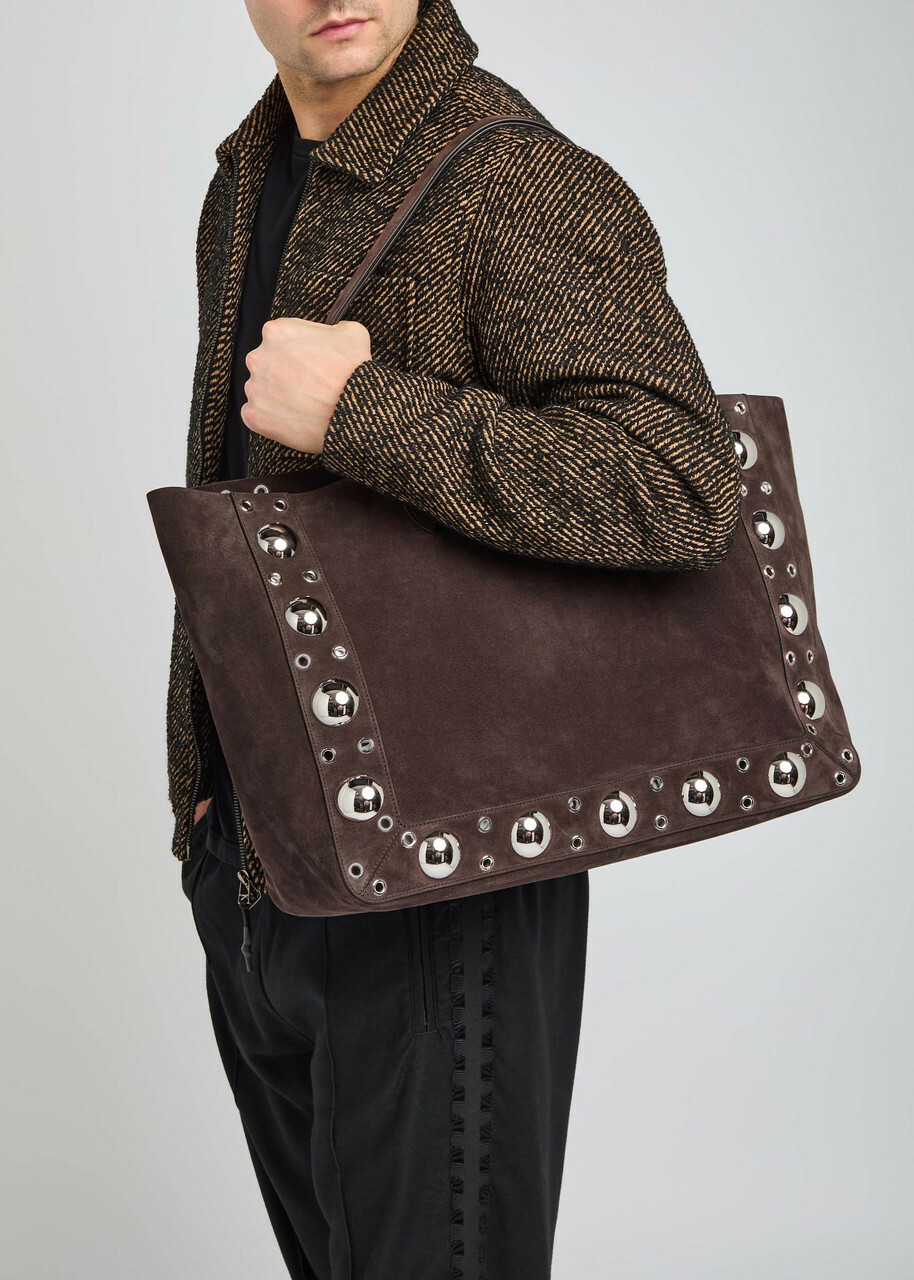 Valentino Nellcôte Large Studded Suede Tote - Brown - One Size
