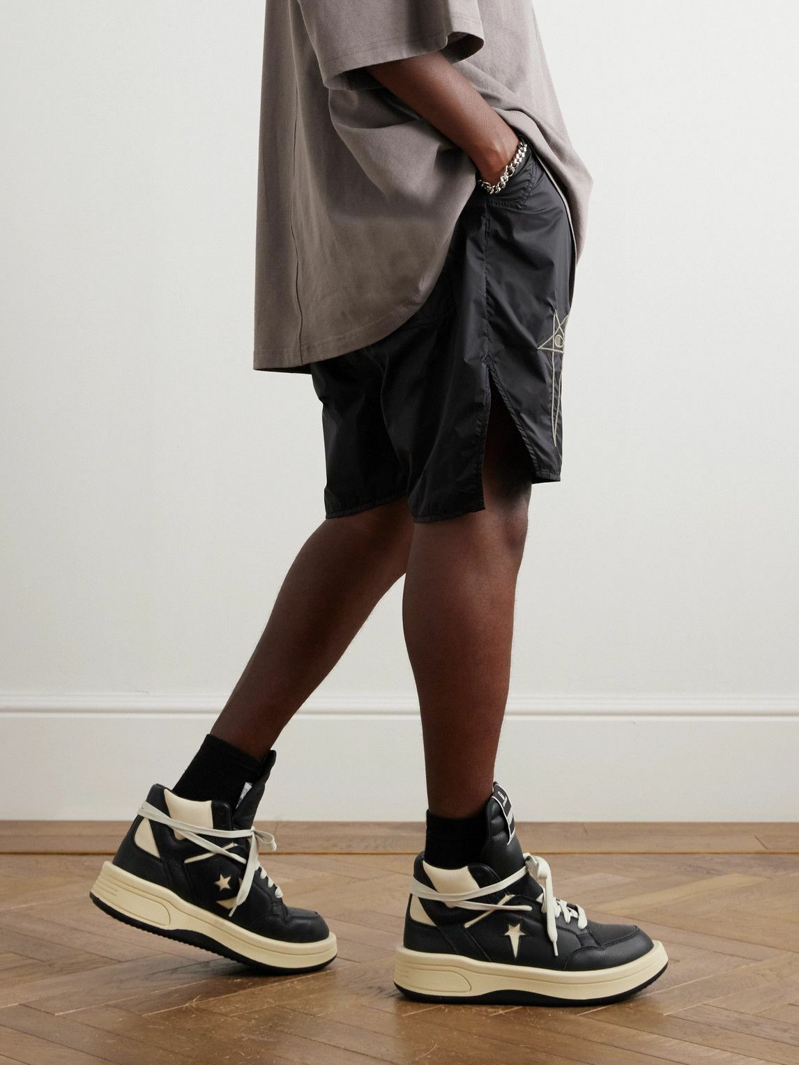 Rick Owens - Champion Beveled Pod Straight-Leg Shell Drawstring