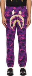 BAPE Purple Color Camo Shark Sweatpants