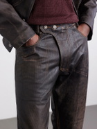 424 - Moto Straight-Leg Leather Trousers - Brown