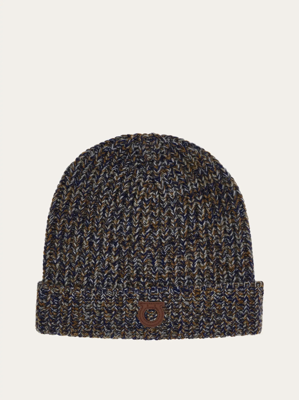 Ferragamo Mens Mouliné Beanie in Blue
