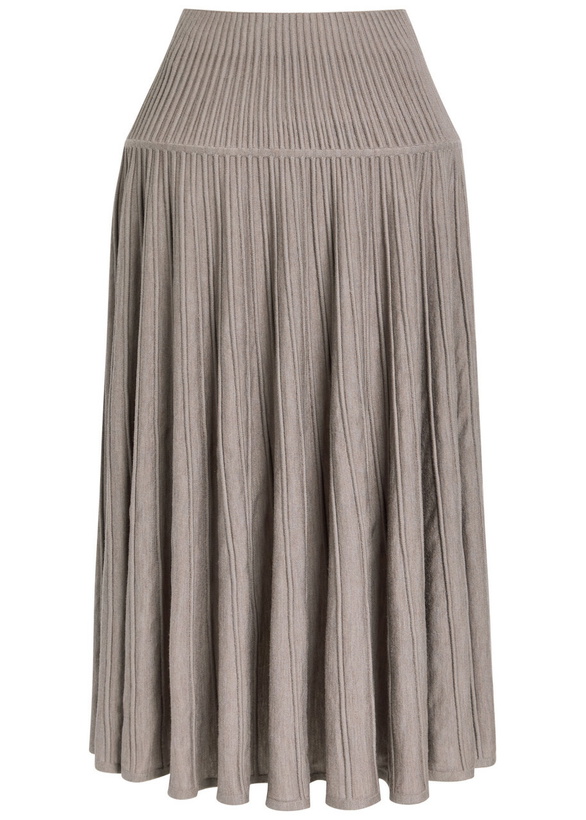 Photo: Alaïa Crinoline Ribbed Structured Wool-blend Midi Skirt Grey