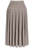 Alaïa Crinoline Ribbed Structured Wool-blend Midi Skirt Grey