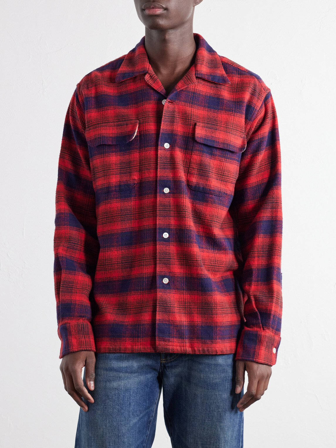 Fortela - Baker Camp-Collar Checked Cotton Shirt - Red