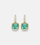 Octavia Elizabeth 18kt gold huggie earrings with emeralds and diamonds