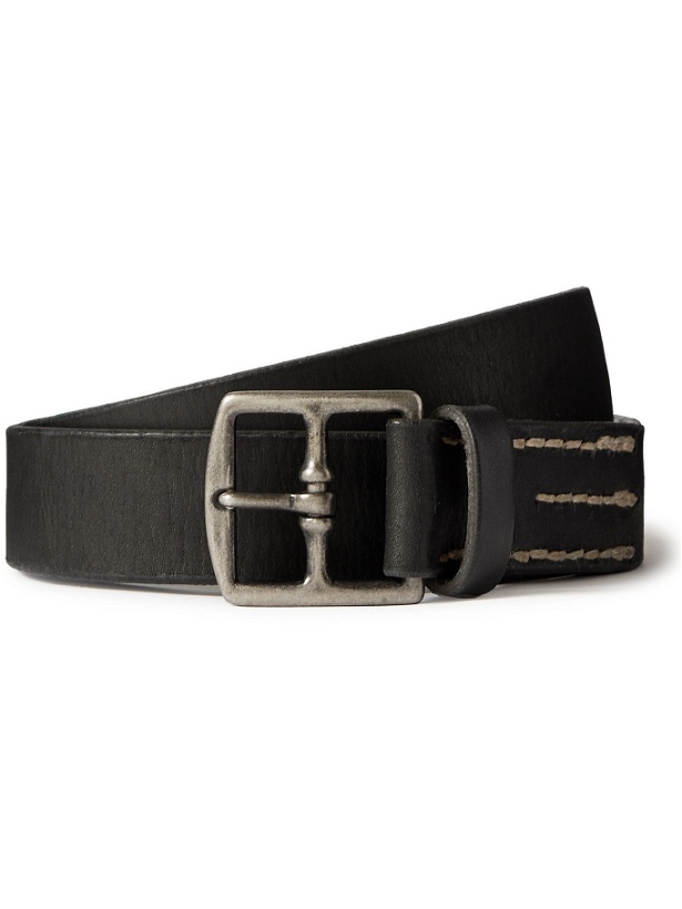 Photo: Massimo Alba - 3cm Topstiched Leather Belt - Black