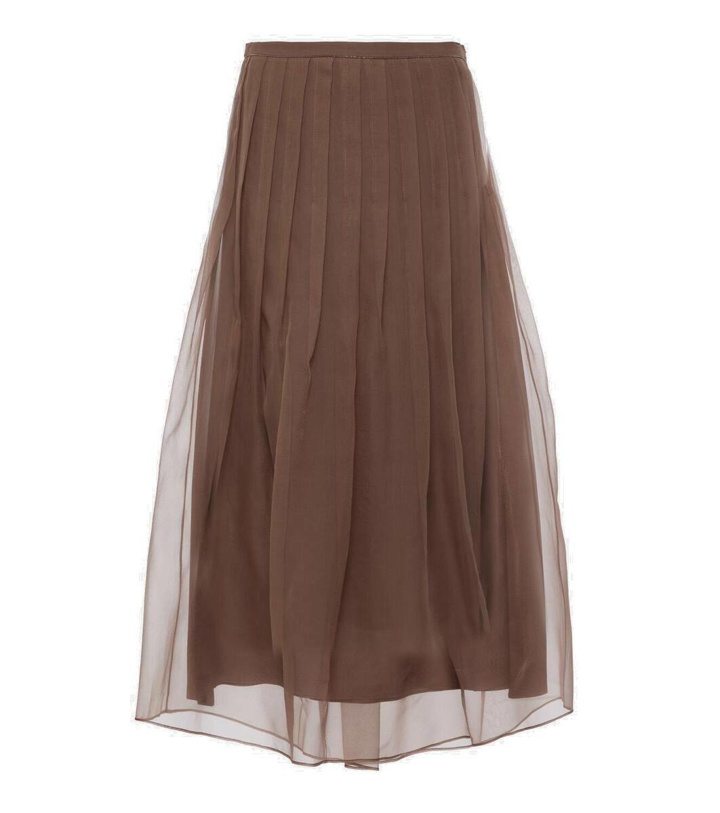 Photo: Brunello Cucinelli Pleated silk organza midi skirt