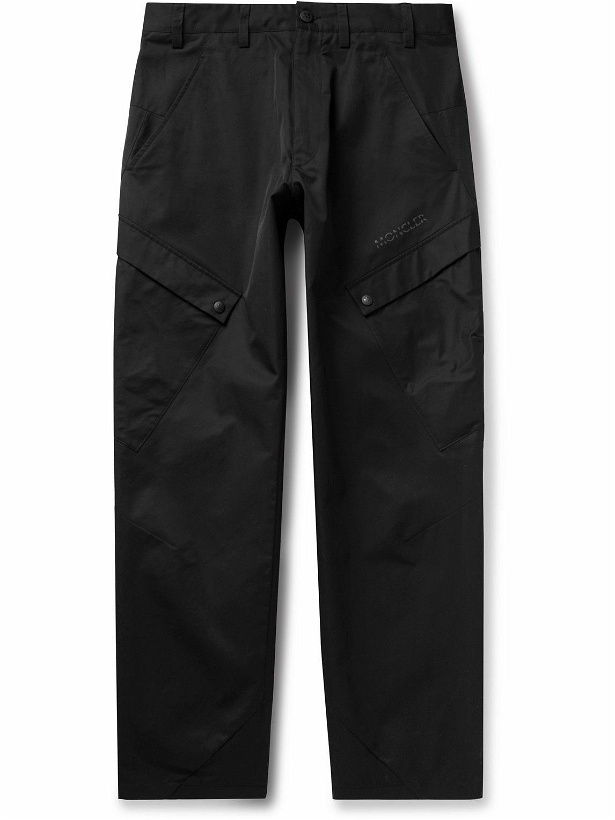 Photo: Moncler - Straight-Leg Cotton-Blend Twill Cargo Trousers - Black