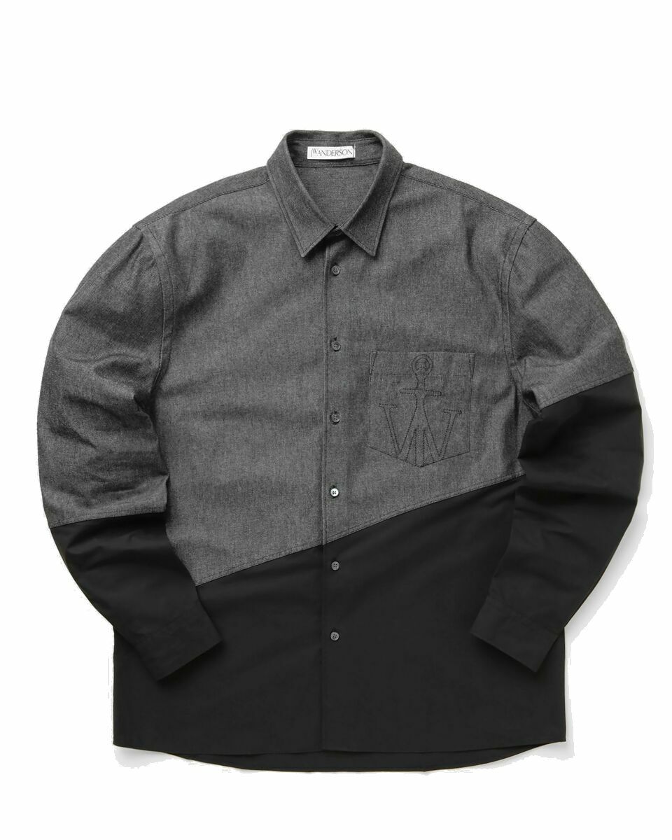 Photo: Jw Anderson Two Tone Classic Fit Shirt Grey - Mens - Longsleeves