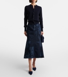 Erdem Floral flared denim midi skirt