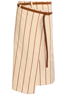 Bettter Pareo Striped Linen Midi Wrap Skirt Cream