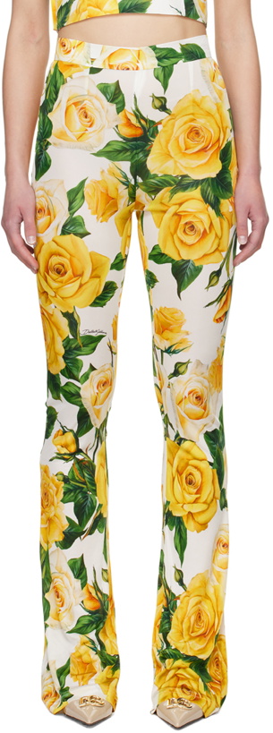 Photo: Dolce&Gabbana White & Yellow Floral Leggings