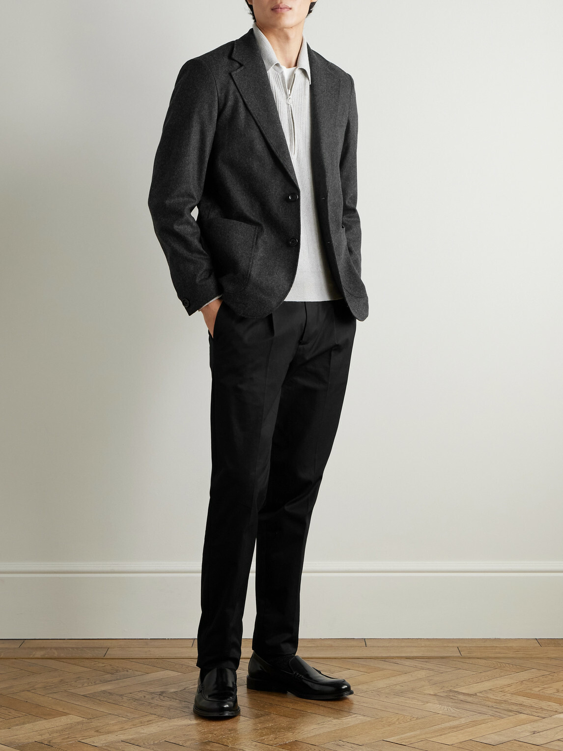 Oliver Spencer - Brice Ribbed Organic Cotton and Merino Wool-Blend Half-Zip Sweater - Gray