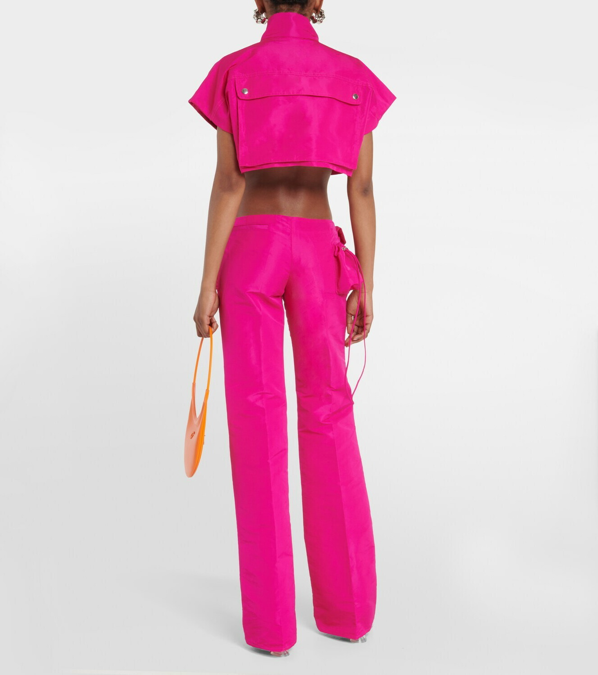 LaQuan Smith Low-rise satin cargo pants
