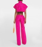 LaQuan Smith Low-rise satin cargo pants