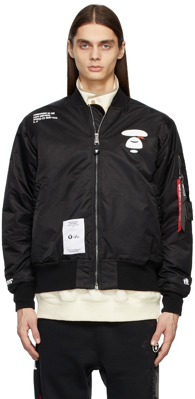 Photo: AAPE by A Bathing Ape Reversible Black & Orange Alpha Industries Edition Bomber