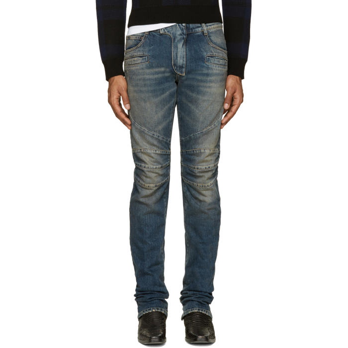 Balmain Blue Biker Jeans Balmain