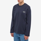 A.P.C. Men's Long Sleeve Olivier Embroidered Logo T-Shirt in Dark Navy