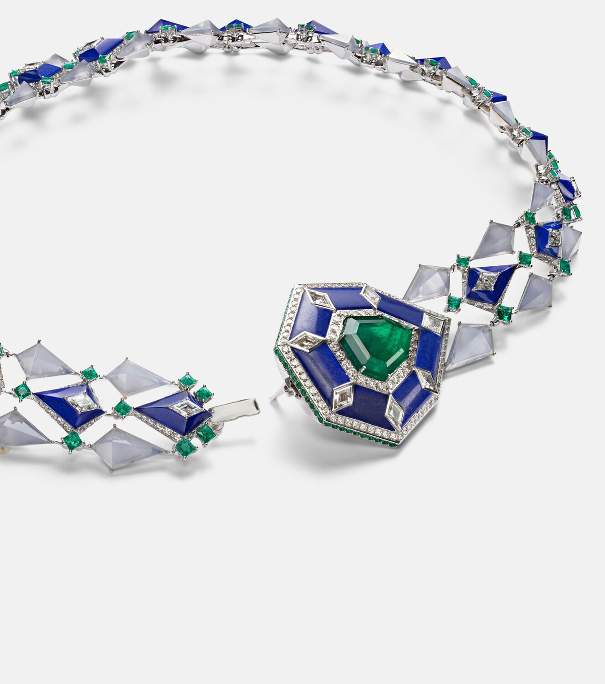 Kamyen 18kt white gold necklace with gemstones