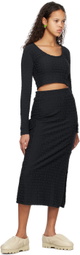 SUNNEI Navy Overlapped Midi Skirt