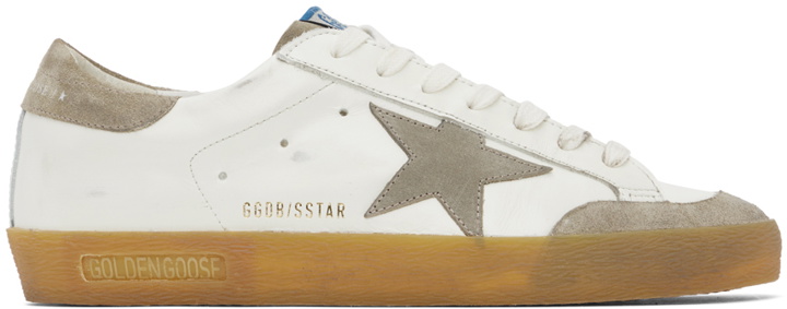 Photo: Golden Goose White & Taupe Super-Star Classic Sneakers