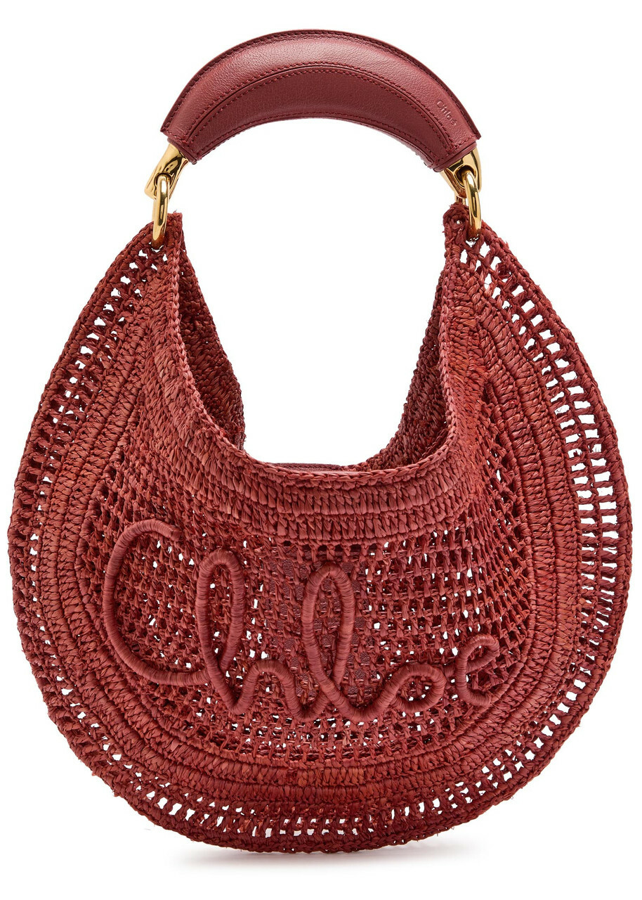 Chloe Summer Banana Logo Raffia Shoulder bag - Red - One Size