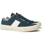 TOM FORD - Cambridge Leather-Trimmed Suede Sneakers - Blue