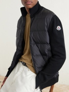 Moncler - Panelled Virgin Wool and Quilted Shell Down Zip-Up Cardigan - Black