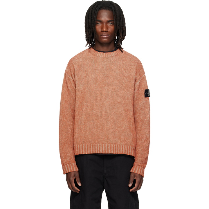 Photo: Stone Island Orange 5100016 Treated Cotton Chenille Sweater
