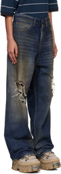 VETEMENTS Blue Trashed Jeans