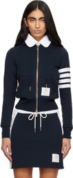 Thom Browne Navy Classic Loopback 4-Bar Full Zip Hoodie