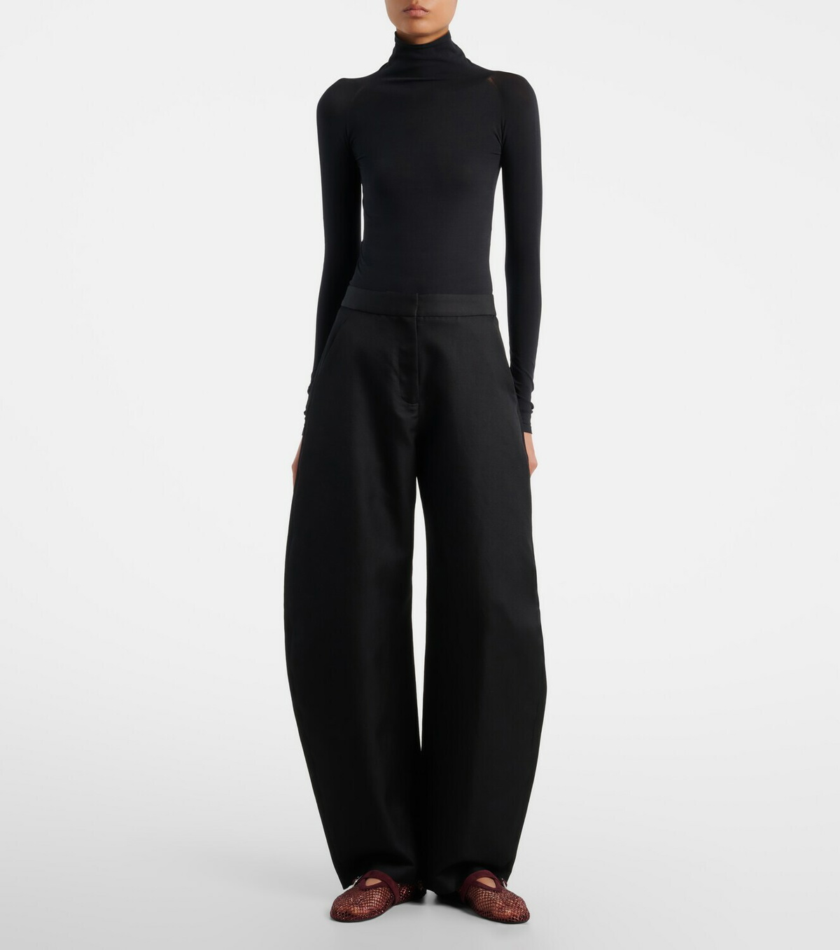 Alaïa Embellished fishnet ballet flats