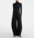 Alaïa Embellished fishnet ballet flats