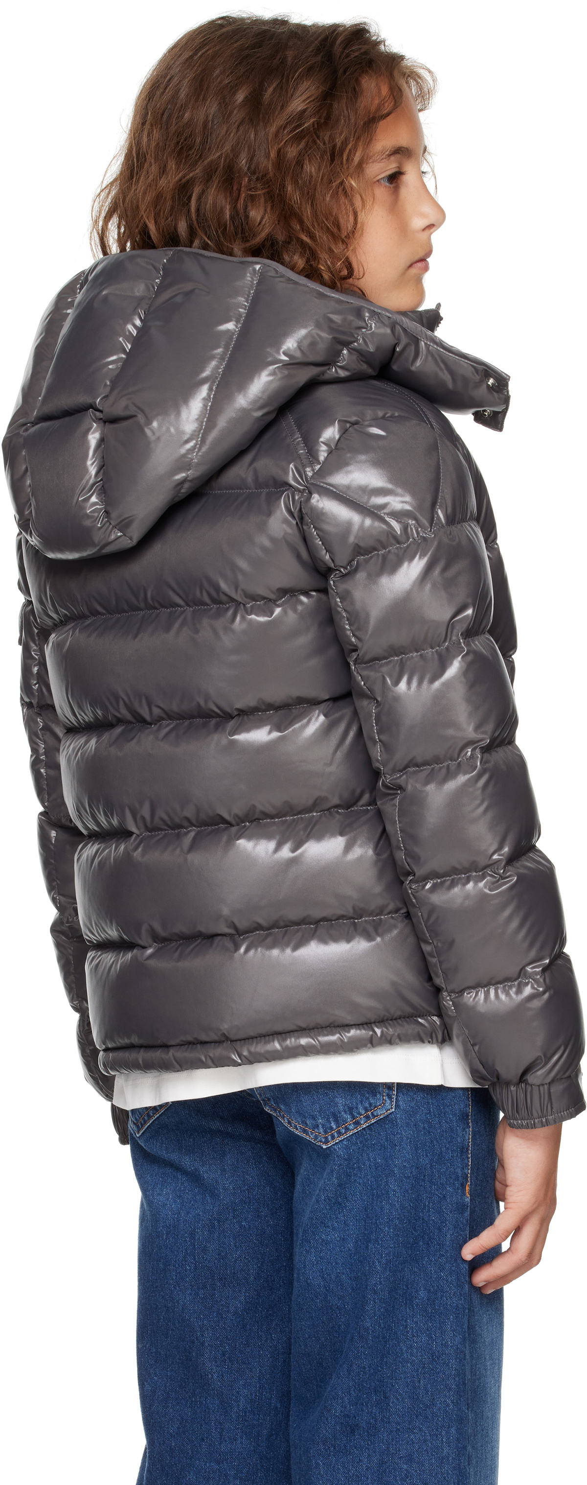 Moncler Enfant Big Kids Gray Maya Hooded Down Jacket Moncler Enfant