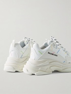 Balenciaga - Triple S Logo-Print Faux Leather Sneakers - White