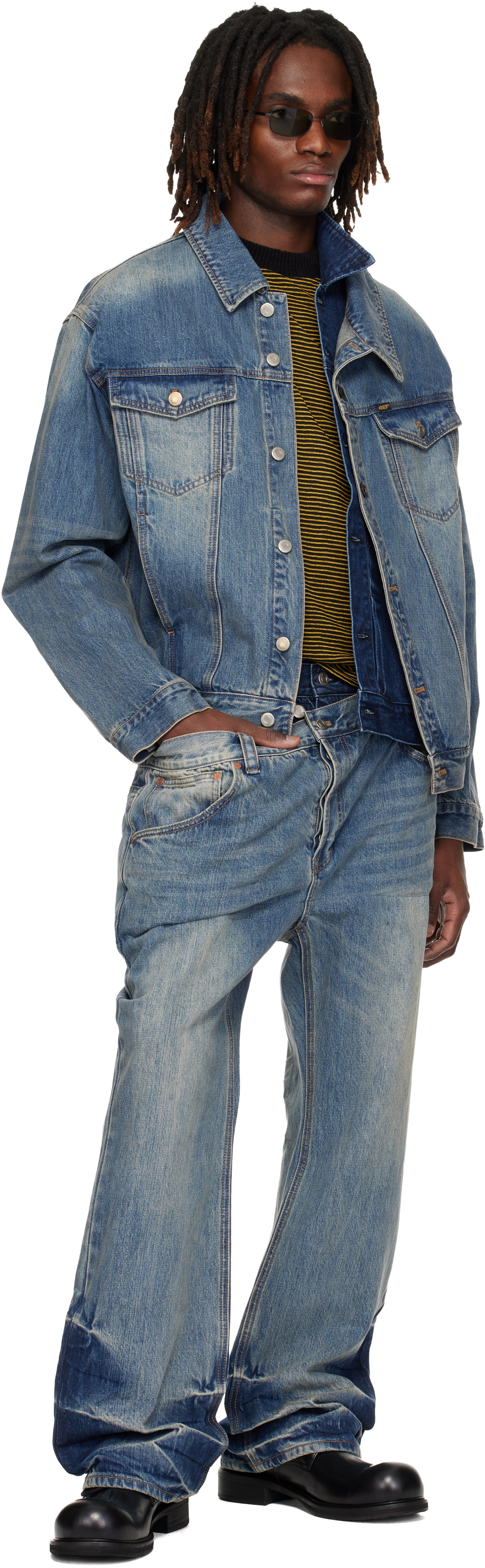 Andersson Bell Blue Asymmetric Layered Denim Jacket