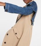 Chloe - Denim-paneled wool twill trench coat