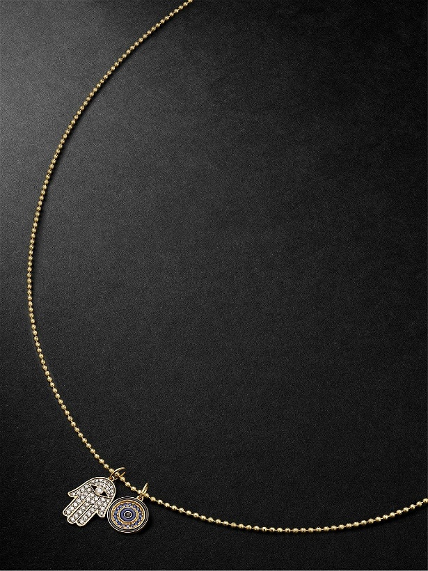 Photo: Sydney Evan - Hamsa Duo Gold, Diamond, Sapphire and Enamel Necklace
