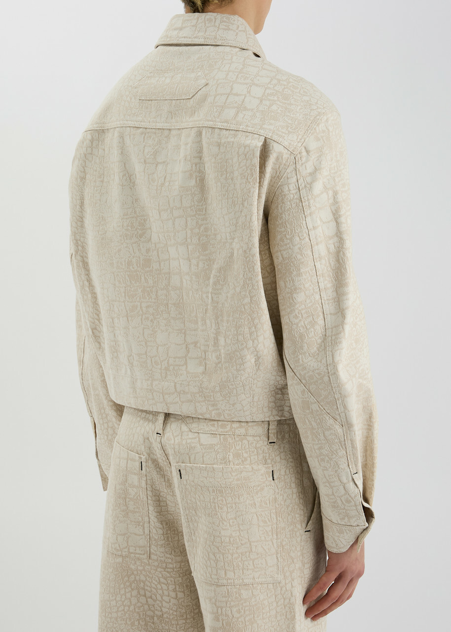 Jacquemus La Veste De-Nîmes Crocodile-effect Canvas Jacket Beige
