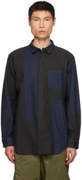 Engineered Garments Navy & Black Paneled Shirt