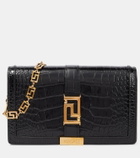 Versace Greca Goddess croc-effect leather wallet on chain