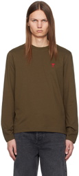 AMI Paris Brown Red Ami de Coeur Long Sleeve T-shirt