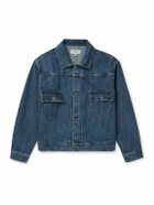 Small Talk - Striped Denim-Jacquard Trucker Jacket - Blue