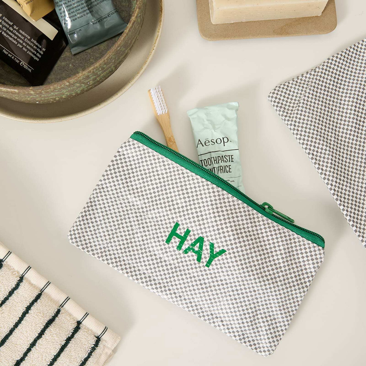 HAY Candy Mono Wash Bag - Flat Set of 3 in Grey 