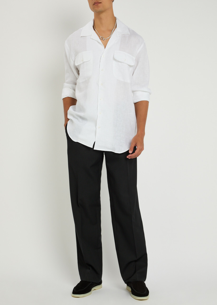 Gusari Safari Linen Shirt White