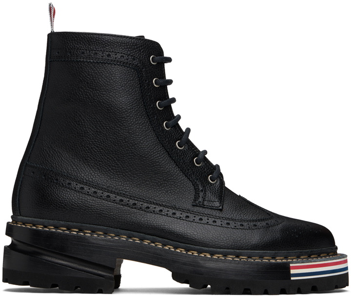 Photo: Thom Browne Black Lace-Up Longwing Boots