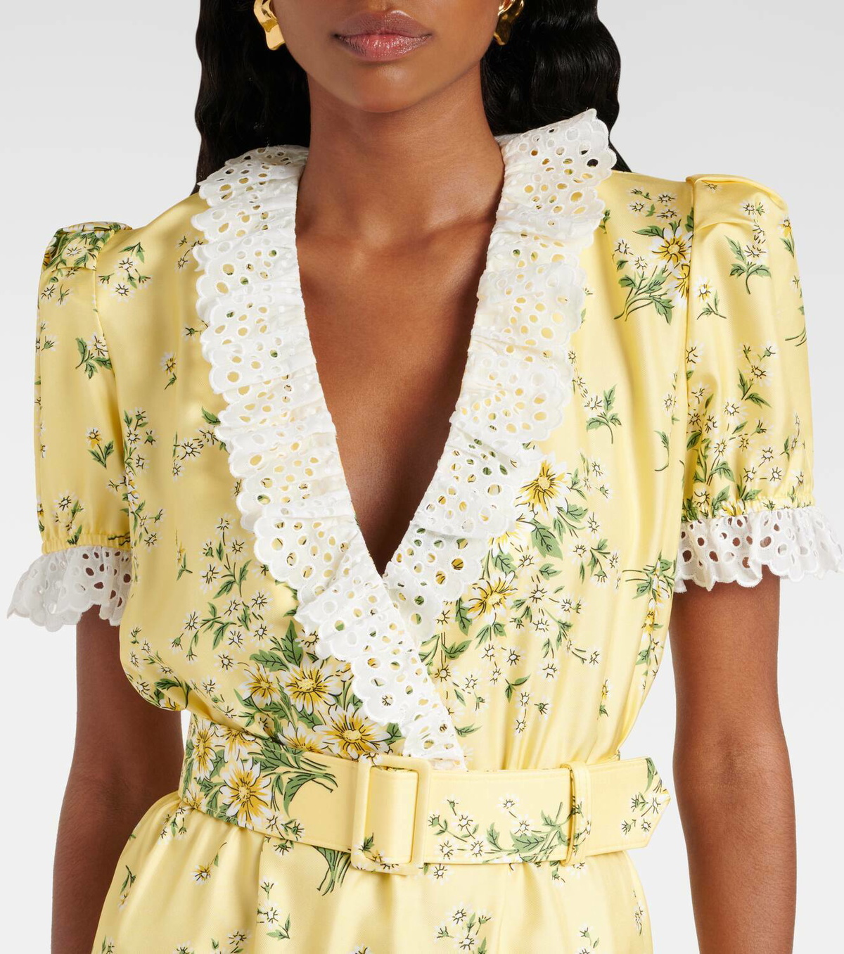 Rodarte Satin and broderie anglaise minidress